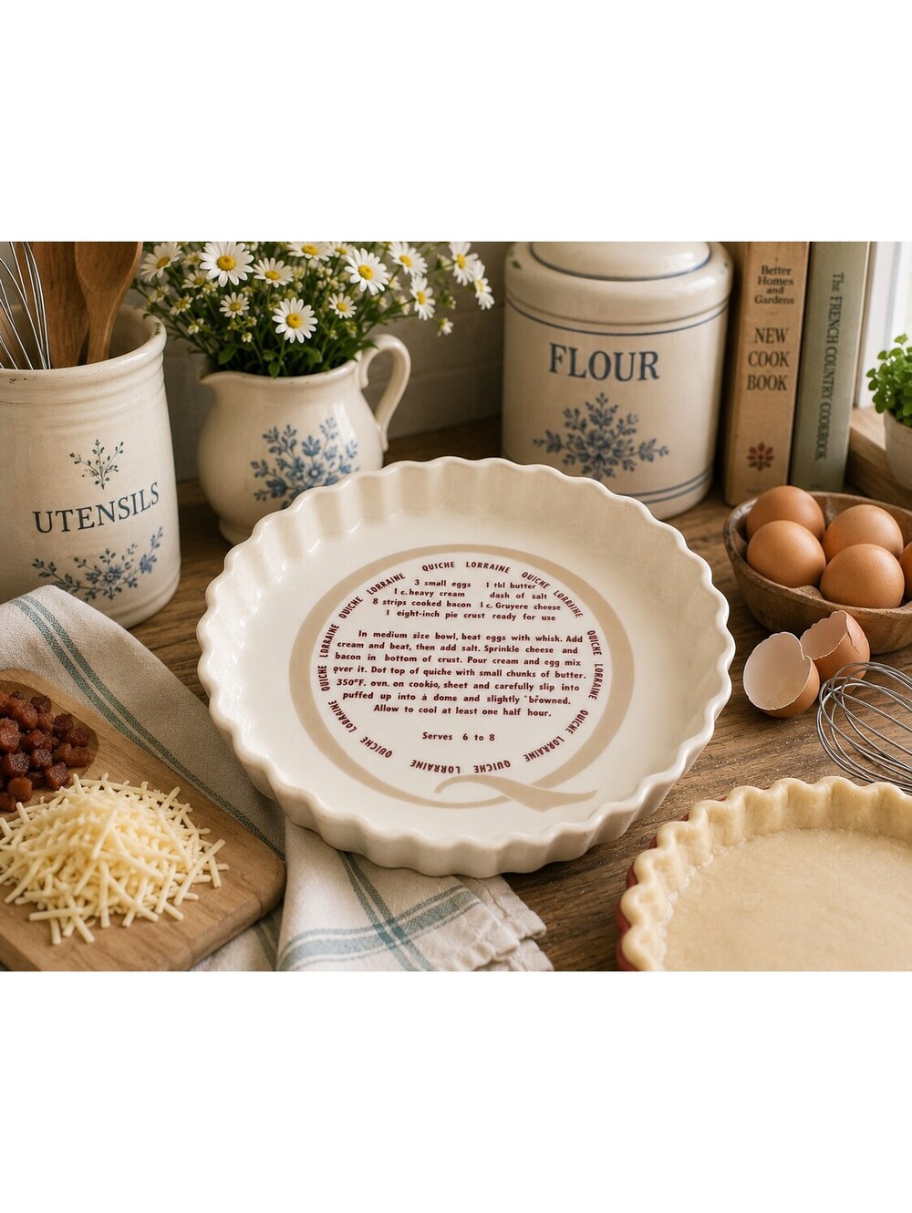 Vintage Tokan Japan Epicure Quiche Lorraine Recipe Baking Dish